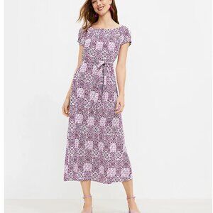 LOFT Mosaic Tiled On & Off The Shoulder Maxi Dress | Large